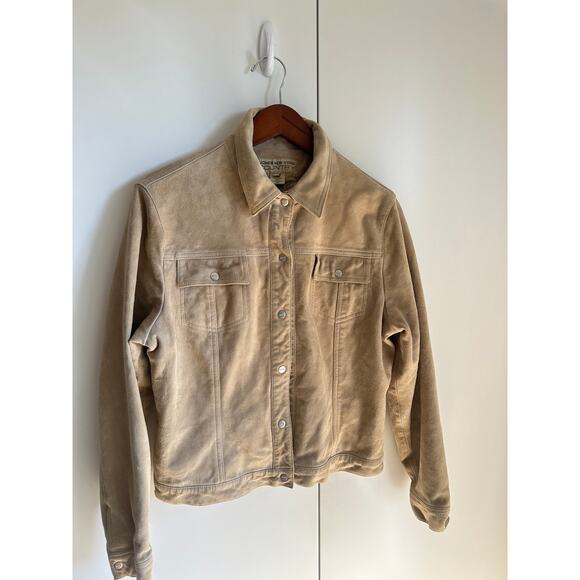 Vintage 90s Suede Jacket Size Large Light Tan Minimalist Classic Fall Vibes - Picture 9 of 9